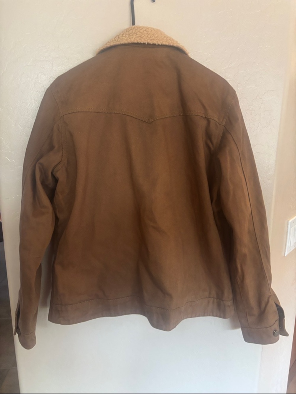 STS Ranchwear Women's Brown Work Jacket with Cream Sherpa Collar - Picture 7 of 14